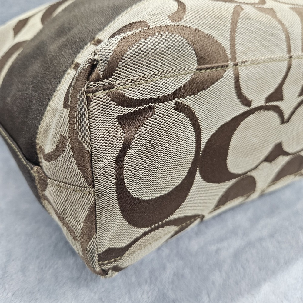 Coach Signature Tote Bag Bundle Brown Khaki Y2K Wristlet Glasses & Case 10124 - Picture 4 of 16